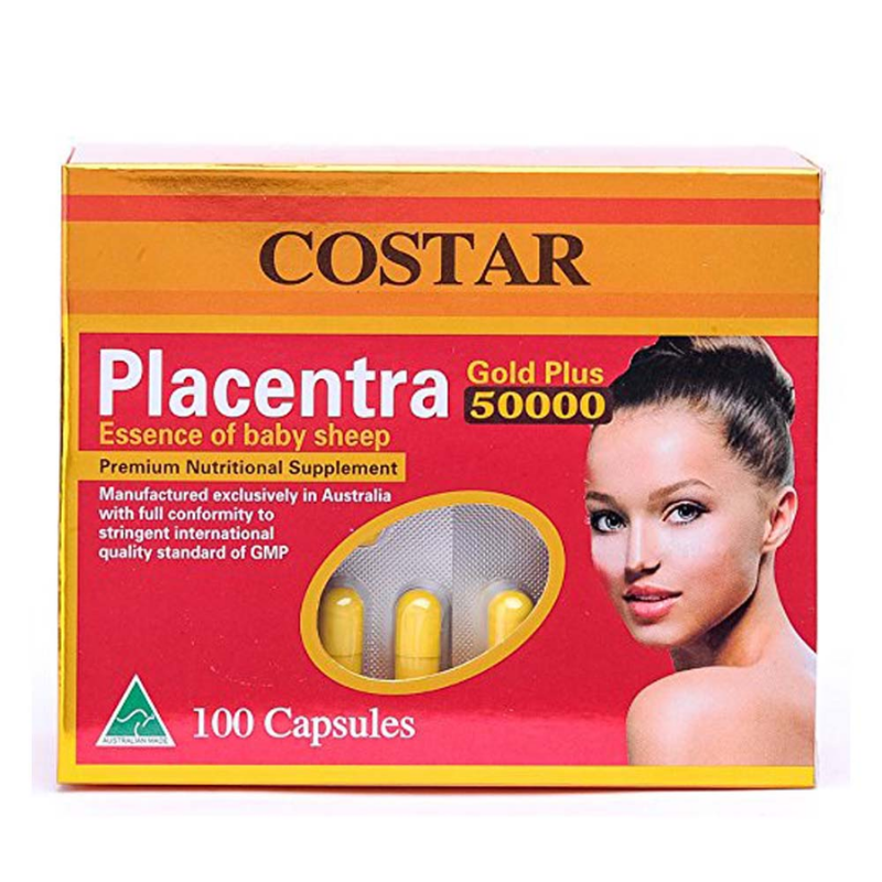 Costar Sheep Placenta 50000mg 100 capsules premium Australian sheep placenta supplement formulated to support skin hydration, elasticity, and overall wellbeing.