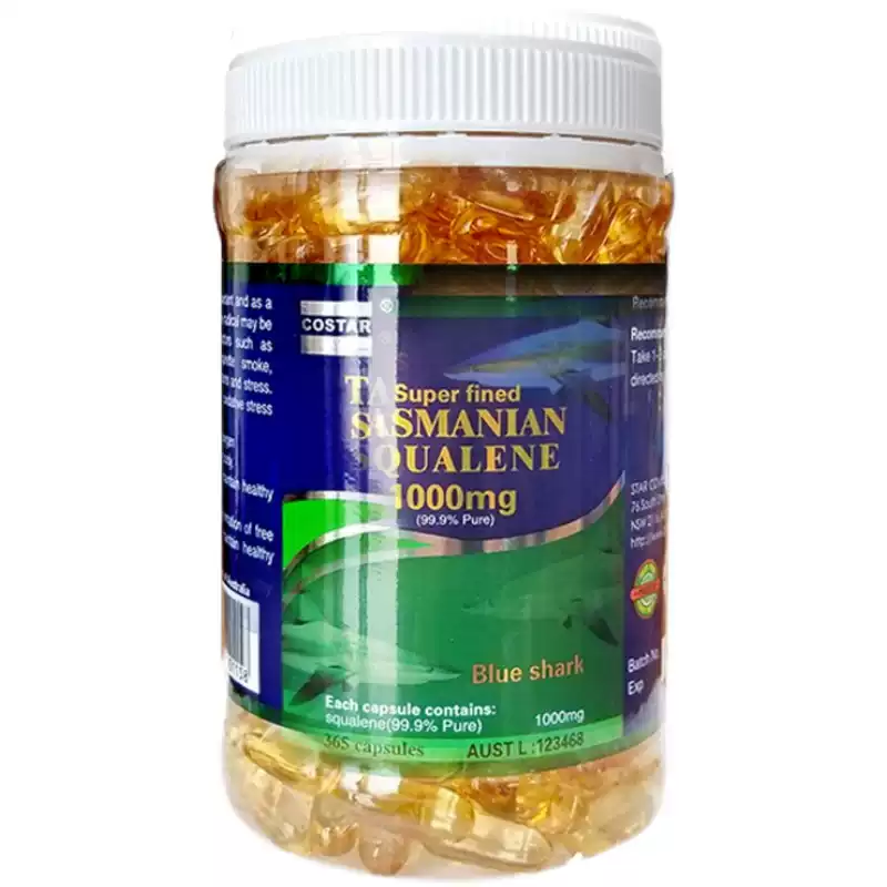 Costar Squalene 1000mg 365 capsules premium Australian shark liver oil supplement formulated to support immune health, antioxidant protection, and overall wellbeing.