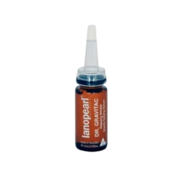 Detailed view of a Lanopearl Dr.Gravitac ampoule bottle and premium applicator