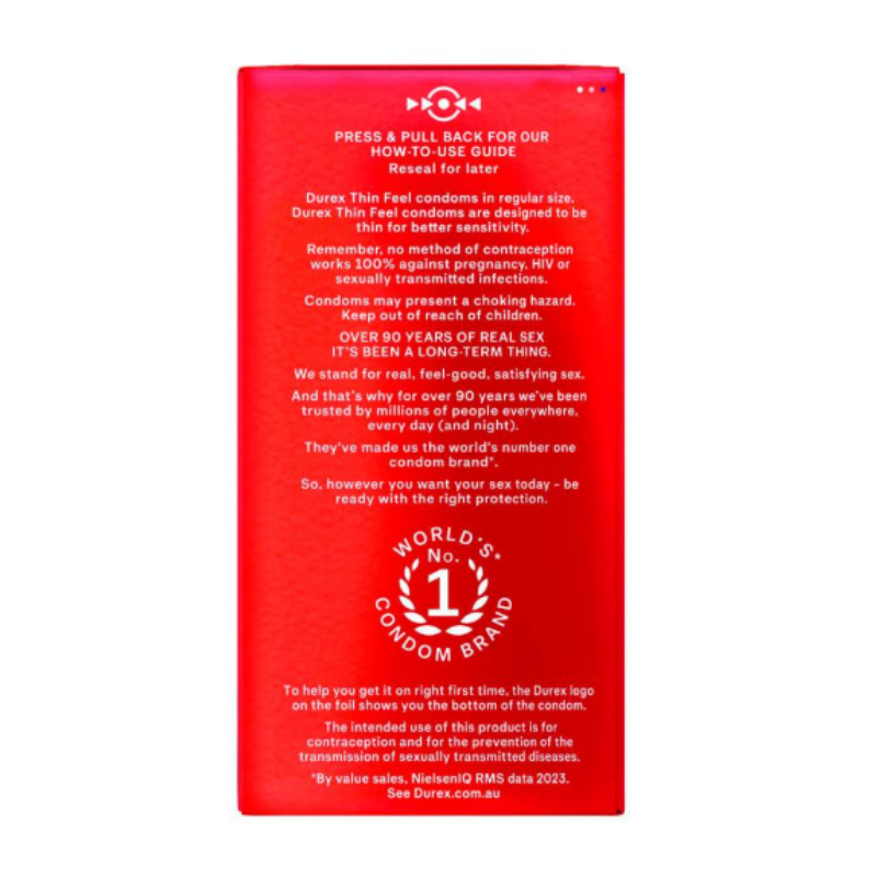 Durex Fetherlite Condoms 30 Pack ultra thin condoms designed for comfort, sensitivity, and reliable protection.