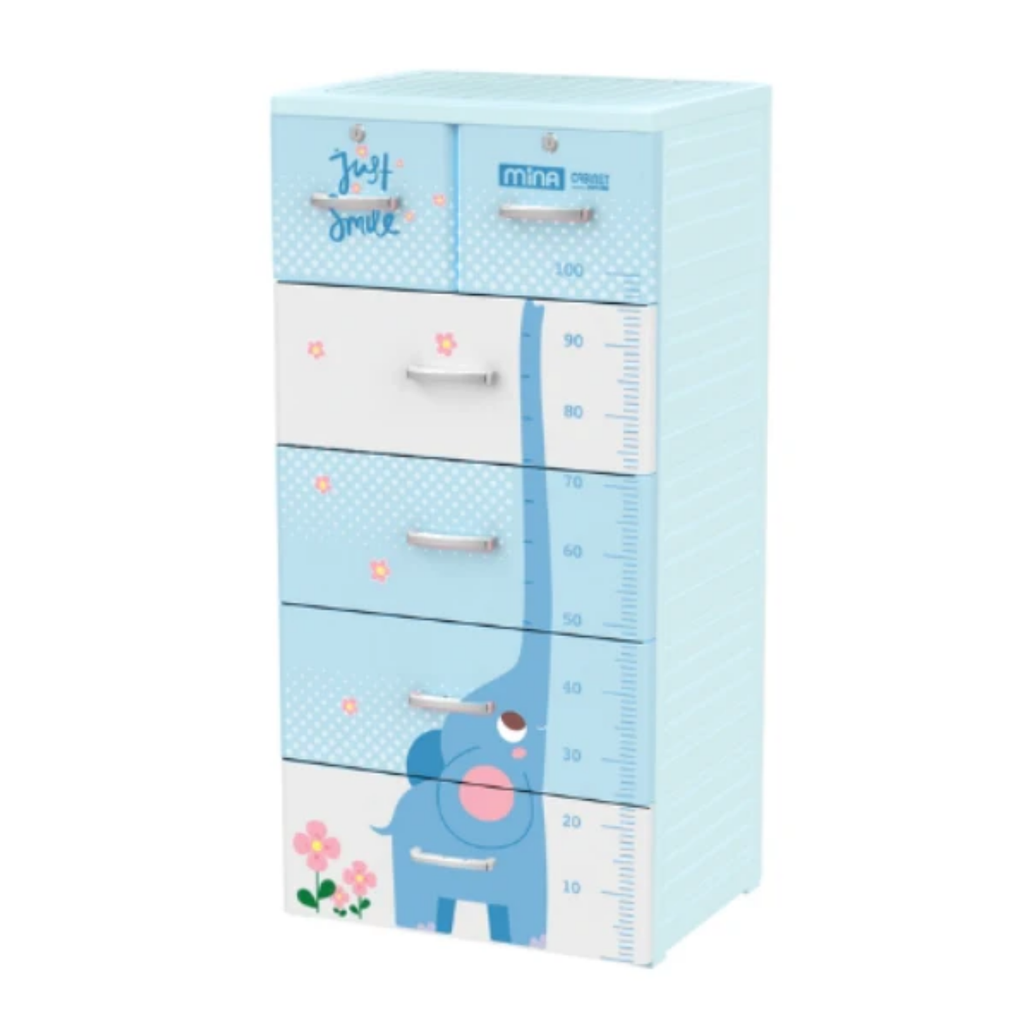 Duy Tan Elephant Plastic Cabinet with adorable elephant-themed design and spacious drawers for organizing toys, clothes, books, and household essentials.