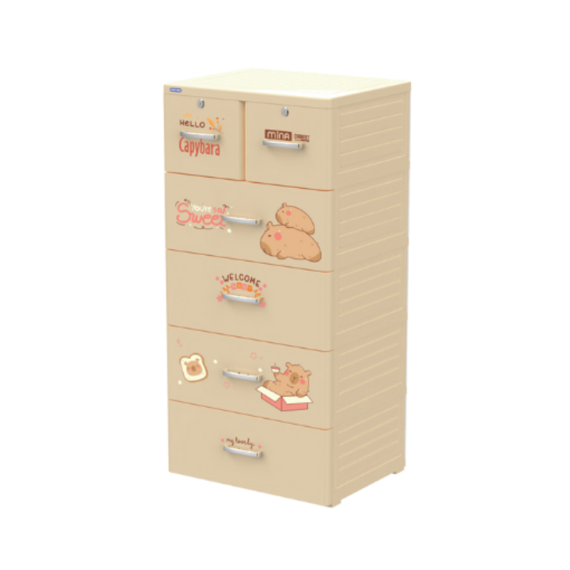 Duy Tan Capybara Plastic Cabinet featuring a cute capybara design with multiple drawers for organizing toys, clothes, and household items.