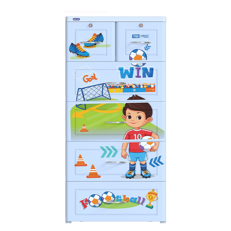 Duy Tan Football Plastic Cabinet with football-themed design and spacious drawers for organizing toys, clothes, books, and household essentials.