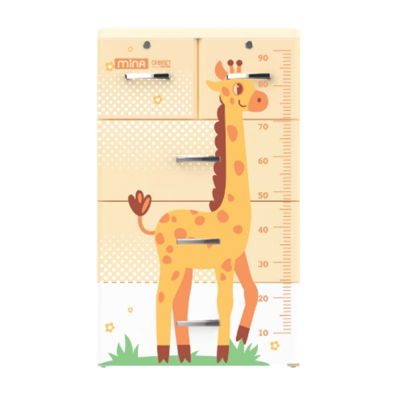 Duy Tan Giraffe Plastic Cabinet with giraffe-themed design and spacious drawers for organizing toys, clothes, books, and household essentials.