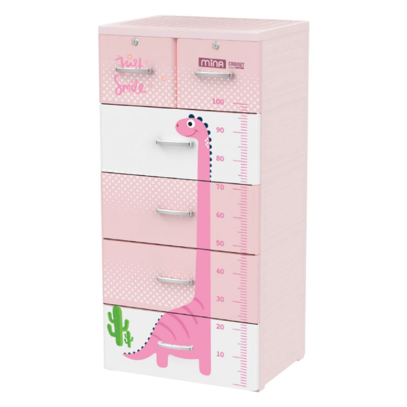 Duy Tan Dinosaur Plastic Cabinet featuring a playful dinosaur design with multiple drawers for organizing toys, clothes, books, and household items.