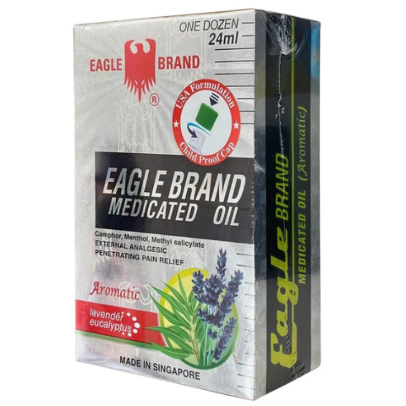 Eagle Brand medicated oil packaging on a white background