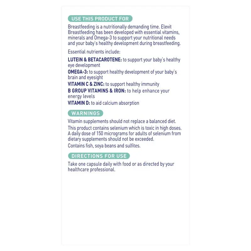 Product label for a supplement with text on vitamins, minerals, and directions for use.