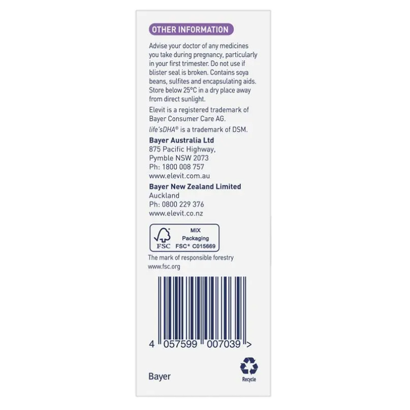 Back of a product label with text and branding on a white background