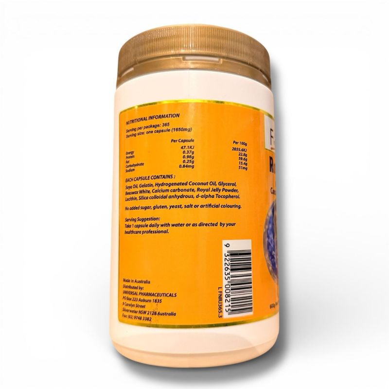 Fine Nutrition Royal Jelly 1650mg 6% 10-HDA 365 Capsules premium Australian royal jelly supplement supporting immune health, energy, vitality, and overall wellbeing.