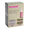Lanopearl Applestem Q10 Skin Detox Gift Set box, featuring a beige and green outer packaging with product images of a pink serum bottle and two cream jars.