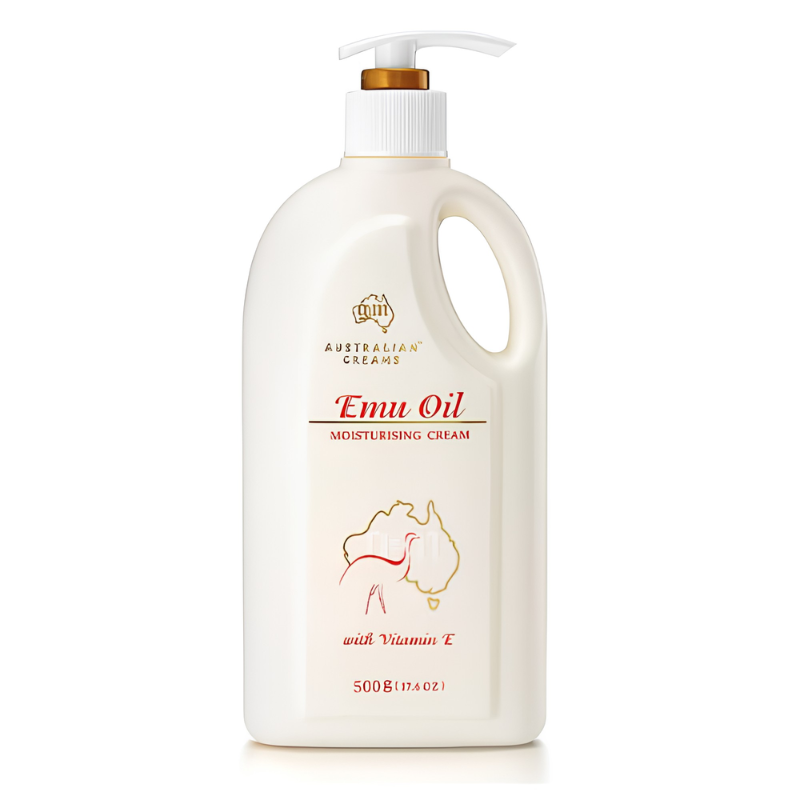 G&M Australian Emu Oil Moisturising Cream with Vitamin E 500g Australian face and body moisturising cream for soft, smooth and hydrated skin.