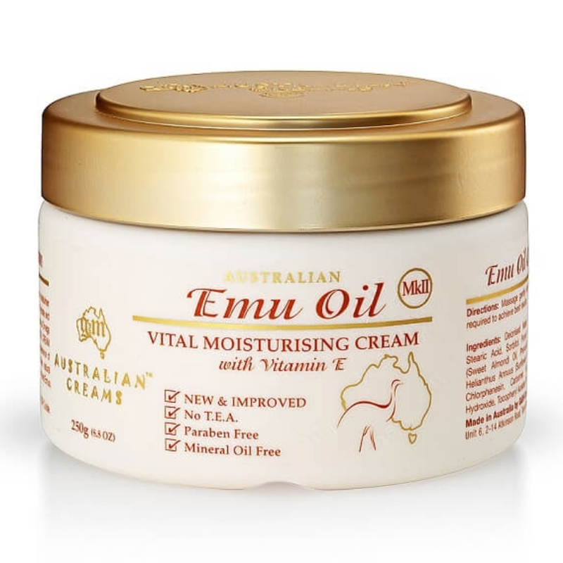 G&M Australian Emu Oil Moisturising Cream with Vitamin E MKII 250g Australian moisturising cream with Emu Oil and Vitamin E for soft, hydrated skin.