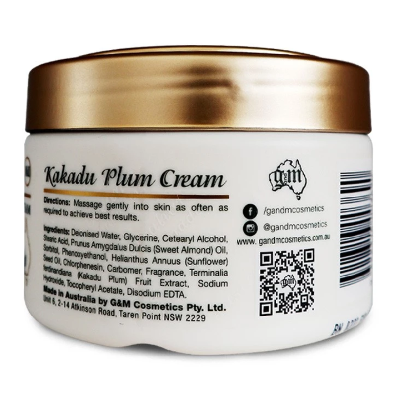 G&M Australian Kakadu Plum Radiating Moisturising Cream MKII 250g Australian moisturising cream with Kakadu Plum and Vitamin E for radiant, hydrated skin.
