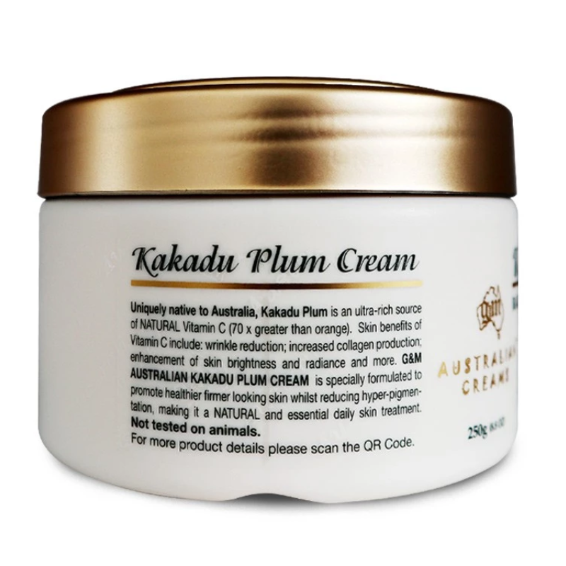 G&M Australian Kakadu Plum Radiating Moisturising Cream MKII 250g Australian moisturising cream with Kakadu Plum and Vitamin E for radiant, hydrated skin.