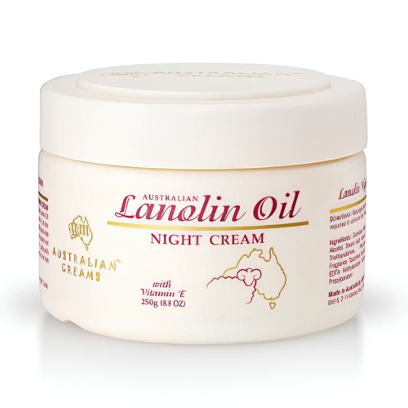 G&M Australian Lanolin Oil Night Cream with Vitamin E 250g Australian overnight face cream to nourish and moisturise skin while you sleep.