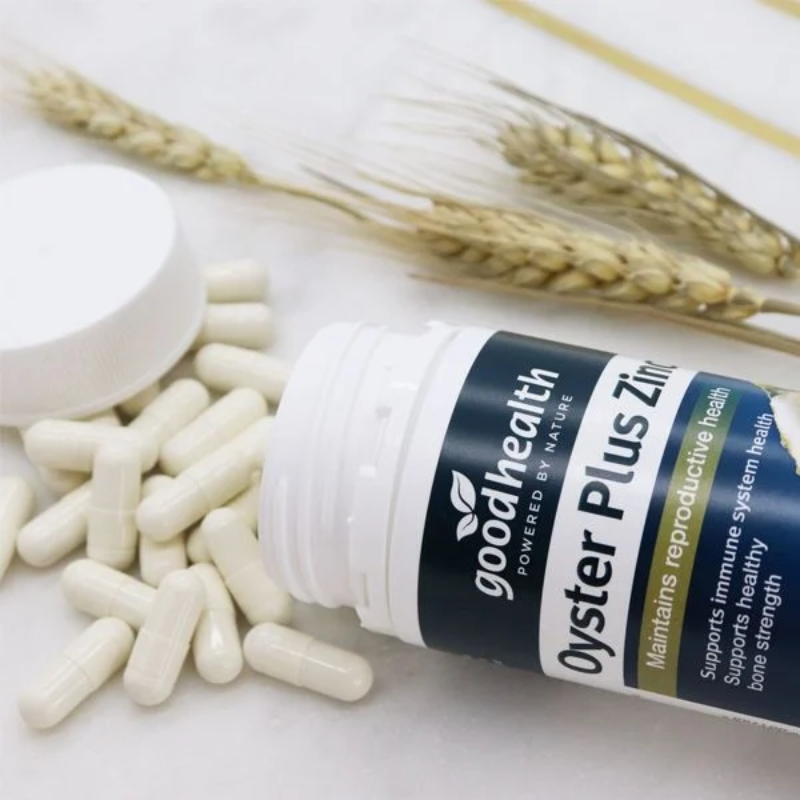Good Health Oyster Plus Zinc 60 Capsules premium oyster and zinc supplement in easy-to-take capsules.