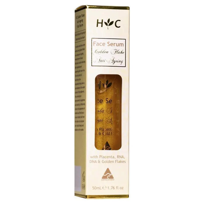 Healthy Care Gold Flake Face Serum 50ml, luxurious facial serum with gold flakes to hydrate, brighten and support youthful-looking skin.