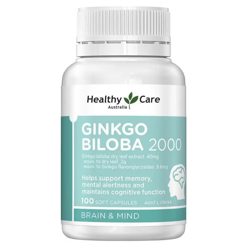 Healthy Care Ginkgo Biloba 2000mg 100 Softgel Capsules