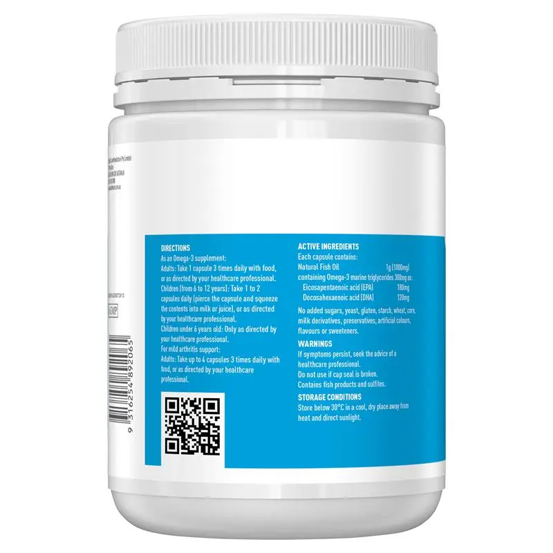 Healthy Care Fish Oil 1000mg Omega 3 400 Capsules, premium fish oil supplement providing omega-3 fatty acids to support heart, brain, eye and joint health.