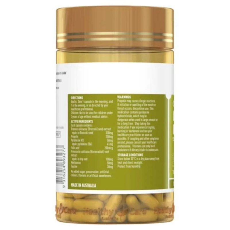 Healthy Care Original Lung Detox 180 Capsules, herbal respiratory support supplement designed to help maintain lung health and support healthy breathing.