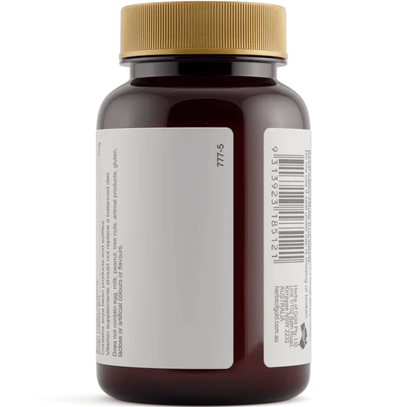 Herbs of Gold Biotin 3mg 60 Tablets with high-strength vitamin B7 to support healthy hair, skin and nails.