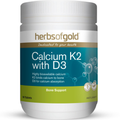 Herbs of Gold Calcium K2 with D3 90 Tablets with calcium, vitamin K2 and vitamin D3 for strong bones and healthy teeth.