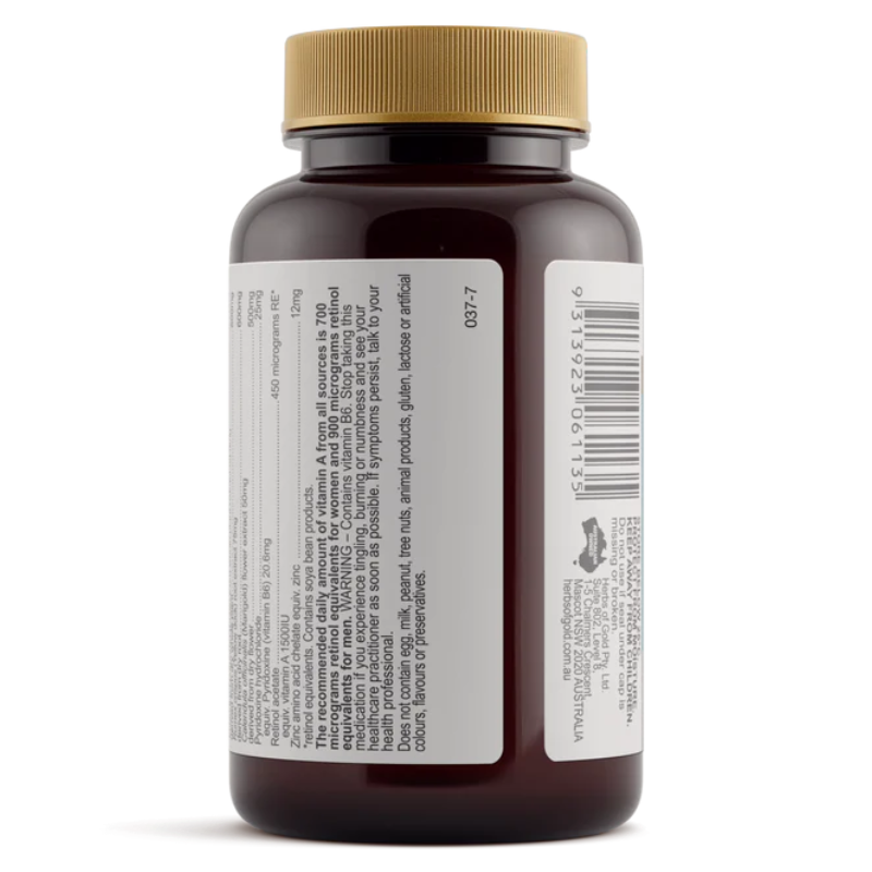 Herbs of Gold Clear Skin 60 Tablets with burdock, echinacea, zinc and vitamin A to support healthy skin and relieve mild acne.