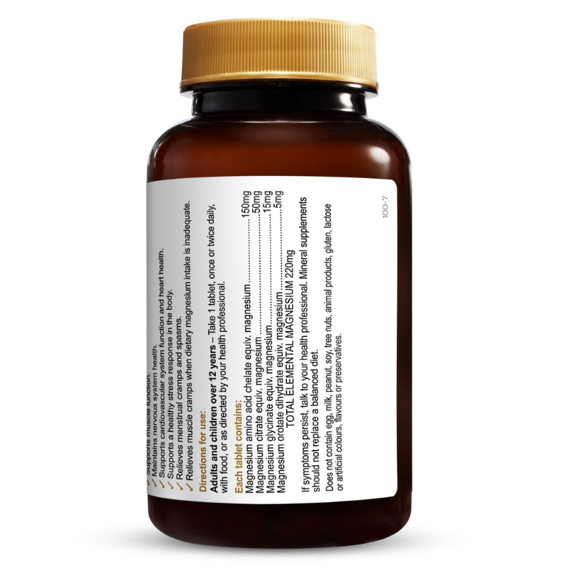 Herbs of Gold Magnesium Forte 60 Tablets high strength organic magnesium supplement for muscle, nerve and bone health.
