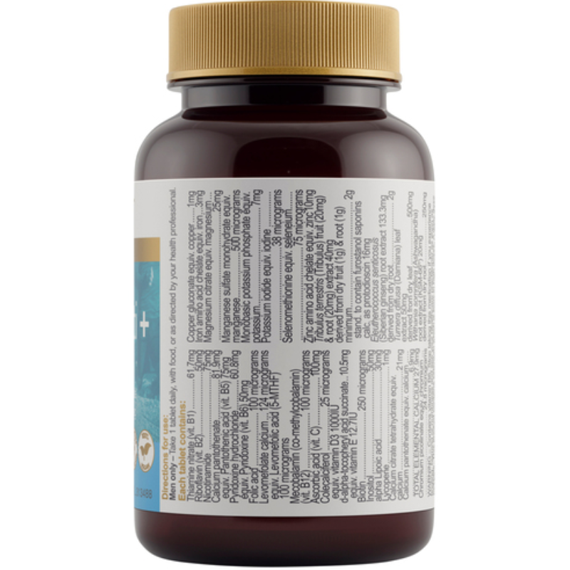 Herbs of Gold Men's Multi+ 30 Tablets with vitamins, minerals and herbal extracts to support men's health, energy and vitality.