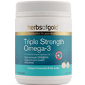Herbs of Gold Triple Strength Omega 3 150 Capsules high strength fish oil with EPA and DHA for heart, brain and joint health.