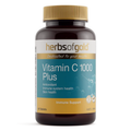 Herbs of Gold Vitamin C 1000 Plus 60 Tablets high strength vitamin C with zinc and citrus bioflavonoids for immune support.