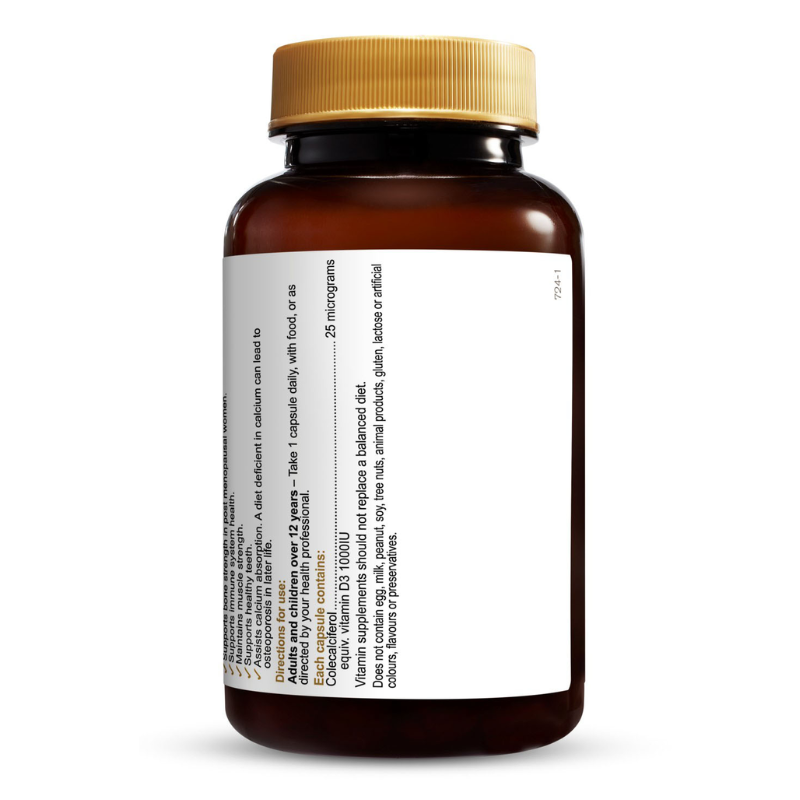 Herbs of Gold Vitamin D3 1000 240 Capsules vegan vitamin D3 supplement for bone and immune health.