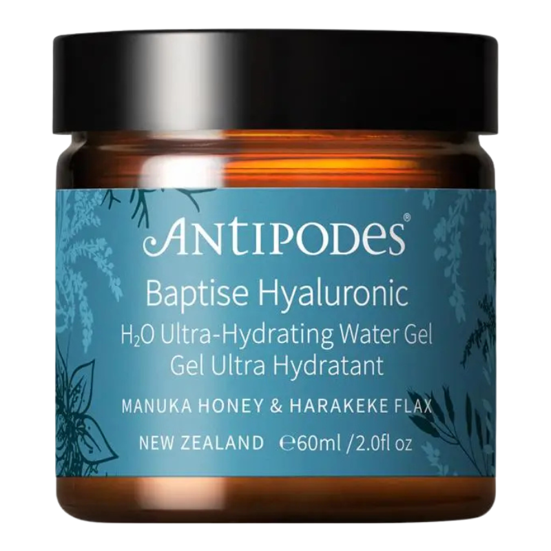 Antipodes Baptise Hyaluronic H2O Ultra-Hydrating Water Gel jar on a white background