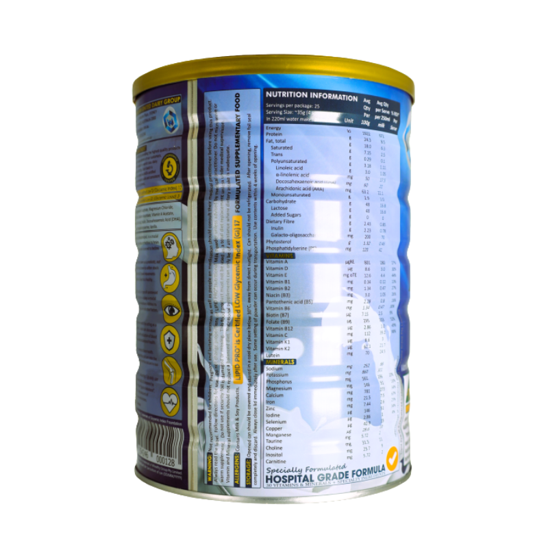 LIPID PRO Nutritional Milk Powder Low GI 900g premium adult nutritional milk powder in a 900g can.