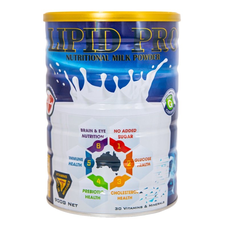 LIPID PRO Nutritional Milk Powder Low GI 900g premium adult nutritional milk powder in a 900g can.