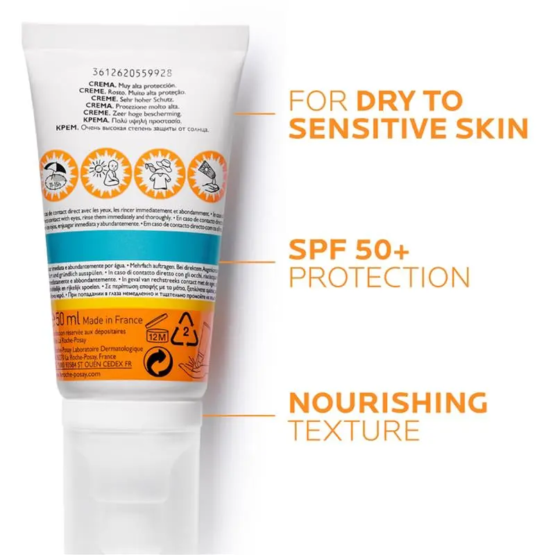 La Roche-Posay Anthelios Invisible Fluid SPF50+ Sunscreen 50ml lightweight facial sunscreen with broad spectrum UV protection.