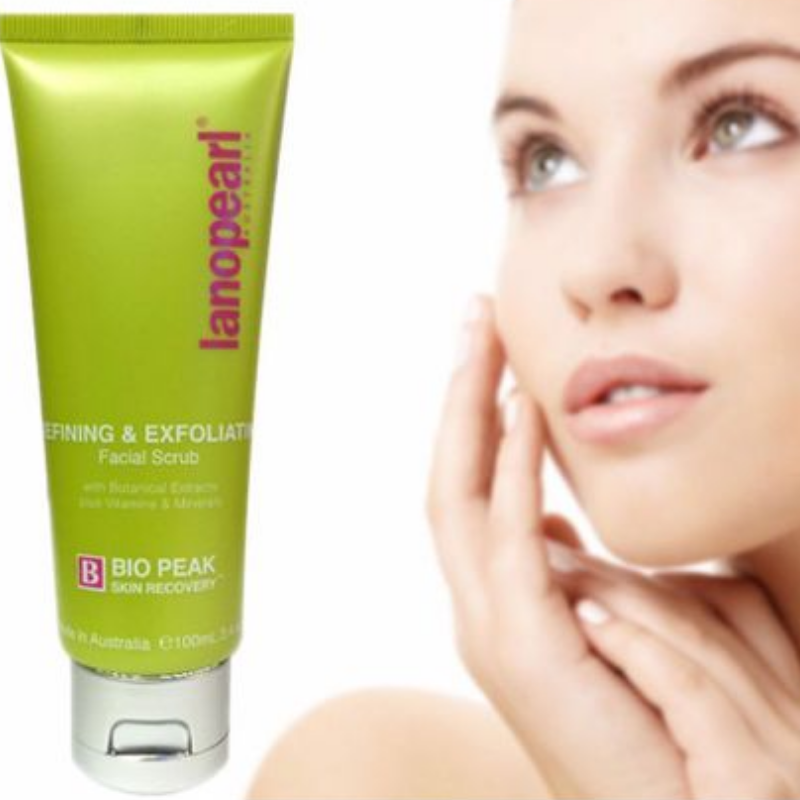 Lanopearl Facial Scrub 100ml, gentle exfoliating face scrub that removes dead skin cells, unclogs pores and leaves skin smooth and refreshed.