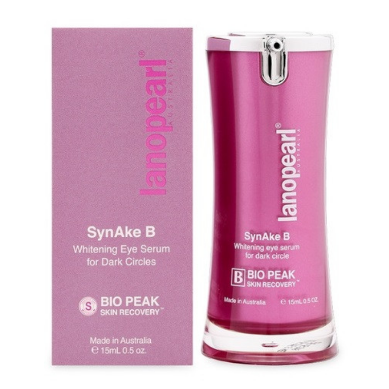 Lanopearl SynAke B Whitening Eye Serum for Dark Circles with packaging on a white background