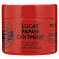 Red jar of Lucas' Papaw Ointment with black text on a white background