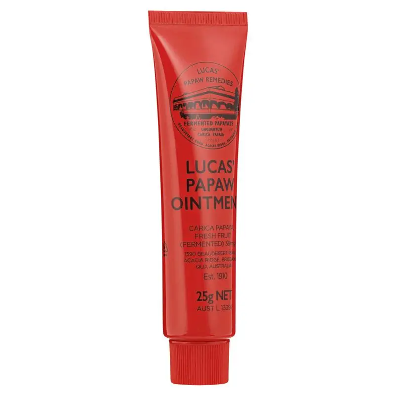 Lucas Papaw Ointment 25g multi-purpose skin ointment made with fermented papaya to help soothe dry skin, cracked lips, minor cuts, abrasions and skin irritation.