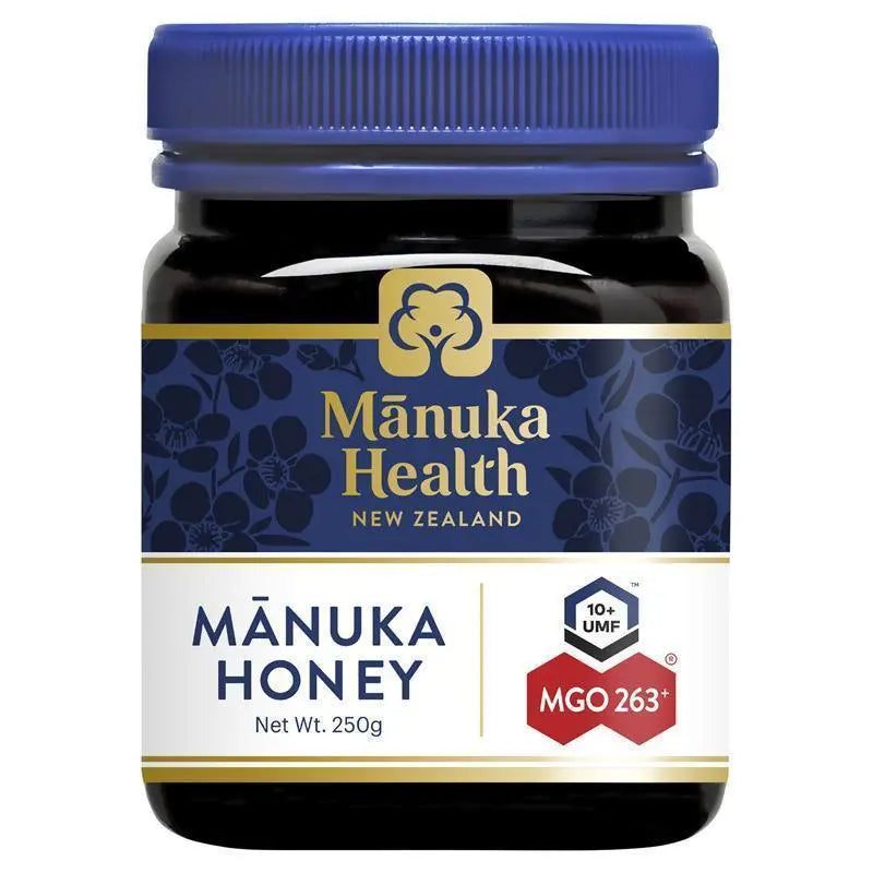 Manuka Health MGO 263+ Manuka Honey 250g premium New Zealand honey with medium MGO strength, ideal for daily wellness and natural sweetening.