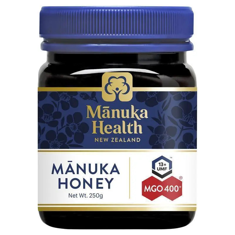 Manuka Health MGO 400+ Manuka Honey 250g premium New Zealand honey with high MGO strength, ideal for daily wellness and natural nutrition.