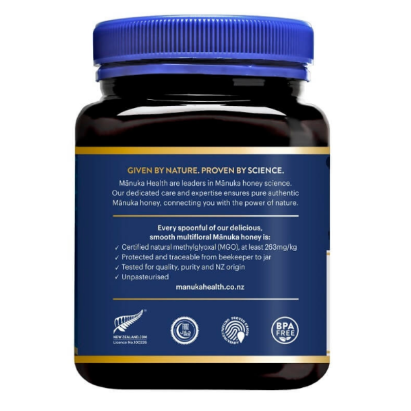 Manuka Health MGO 263+ Manuka Honey 1kg premium New Zealand honey with medium strength MGO, suitable for daily wellness and natural nutrition.