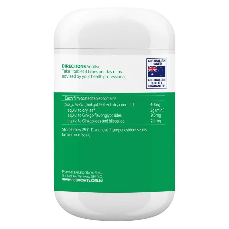 Nature's Way Ginkgo Biloba 2000mg 120 tablets high strength ginkgo supplement supporting brain health, memory, cognitive function and healthy circulation.