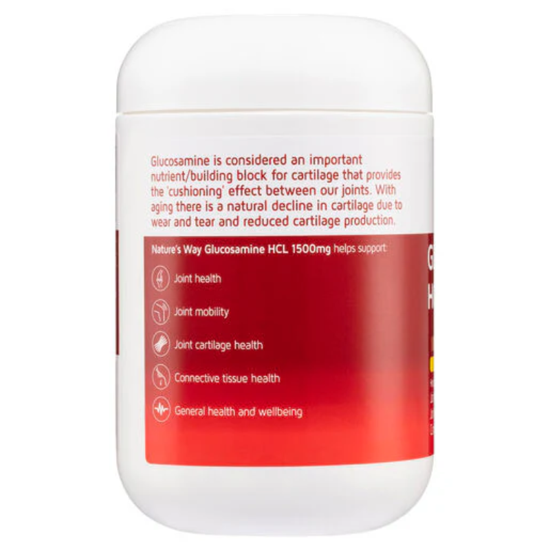 Nature's Way Glucosamine 1500mg 180+20 Tablets premium Australian glucosamine supplement in film-coated tablets.