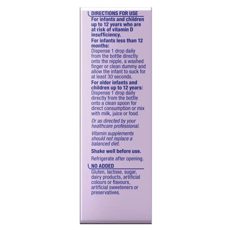 Ostelin Infant Vitamin D3 Drops 2.4ml liquid vitamin D supplement for infants and babies to support healthy bone development, teeth growth and calcium absorption.