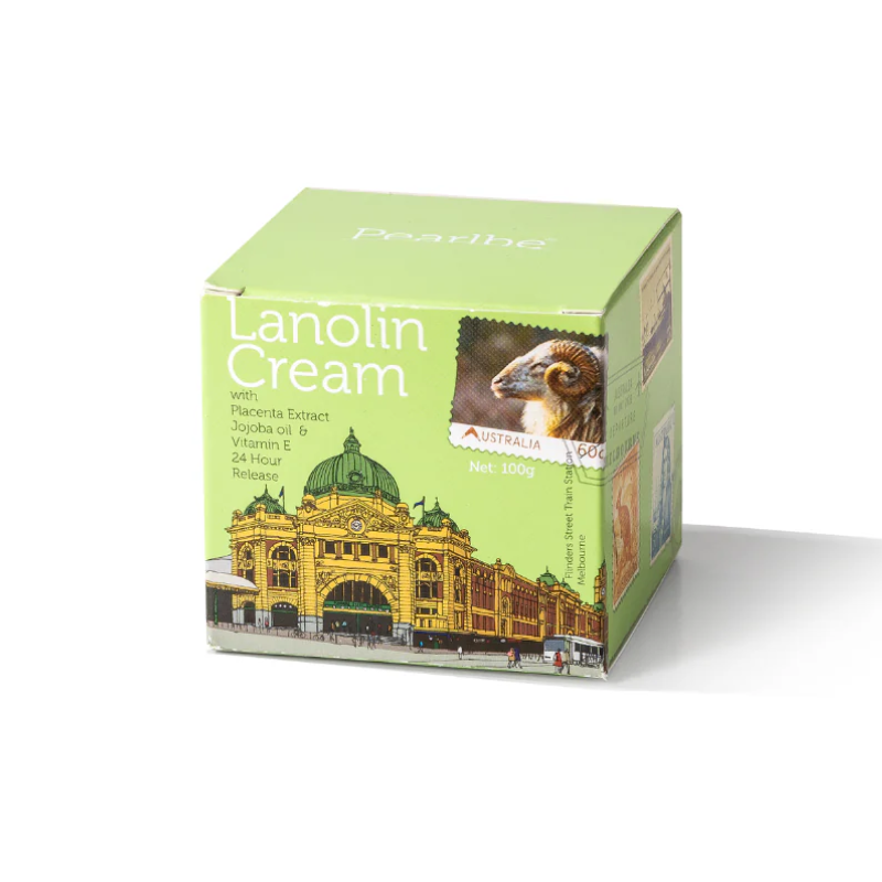 Pearlbe Lanolin Cream with Placenta Extract Jojoba Oil and Vitamin E 100g premium Australian moisturising face cream for daily skincare.