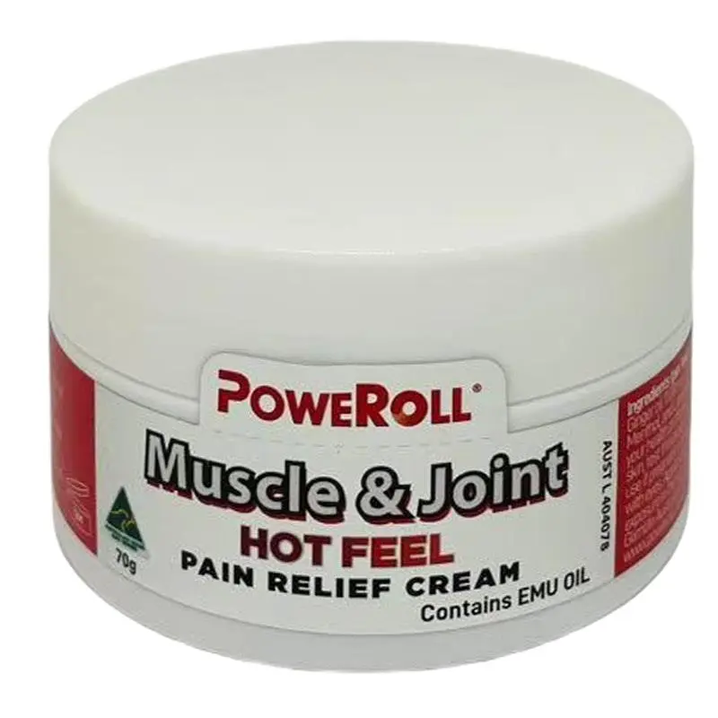 Poweroll Hot Feel Cream 70g warming topical cream for muscle pain, joint stiffness and body soreness with heat therapy effect for comfort and recovery.