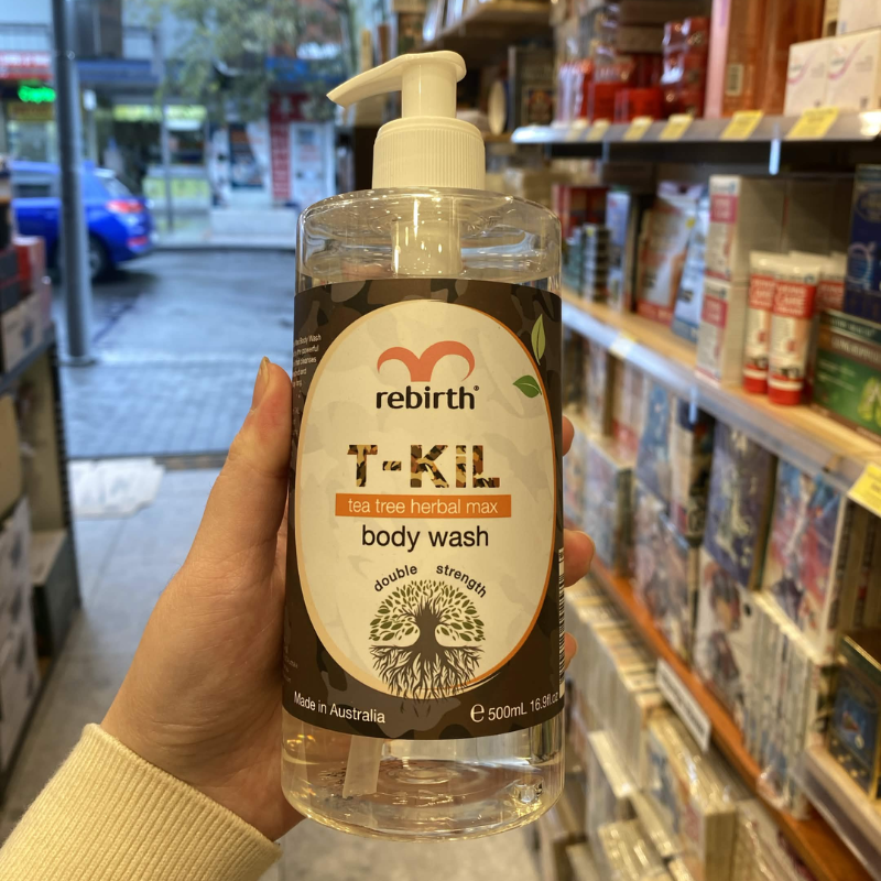 Rebirth T-KiL Tea Tree Herbal Max Body Wash 500ml refreshing tea tree body cleanser for everyday use.