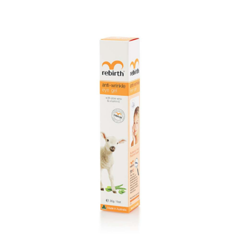 Rebirth Anti-Wrinkle Eye Gel 30g lightweight eye gel to help reduce fine lines, wrinkles, puffiness and dark circles for smoother, refreshed under-eye skin.